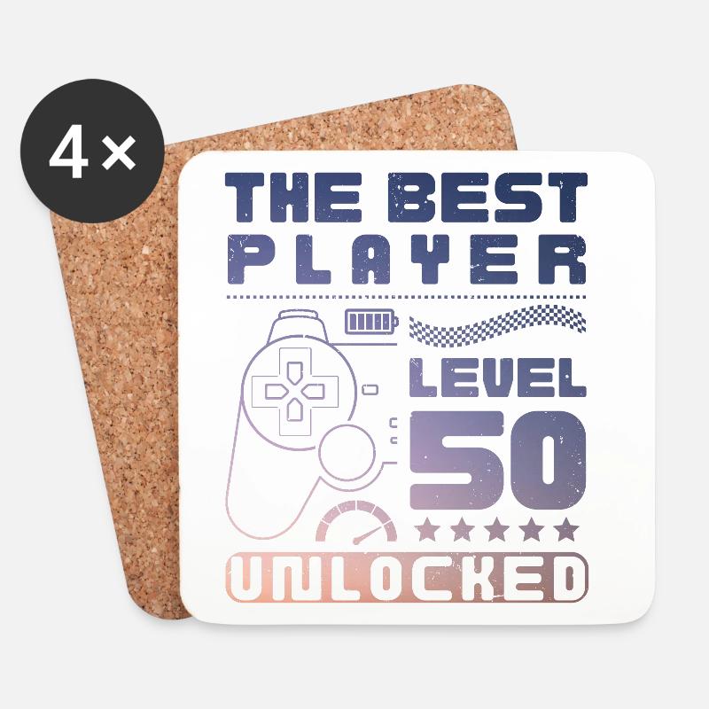 The Best Player, Level 50 Unlocked - Untersetzer (4er-Set) - Weiß