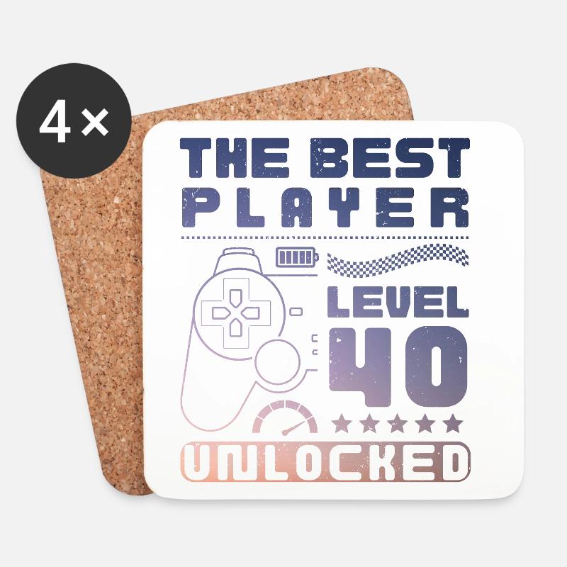 The Best Player, Level 40 Unlocked - Untersetzer (4er-Set) - Weiß
