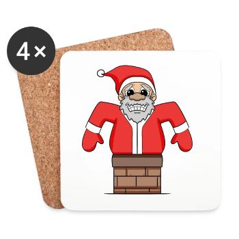 Weihnachtsmann steckt fest - Untersetzer (4er-Set) - Weiß - Vorne