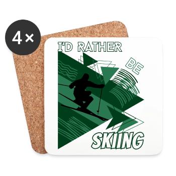 I'd Rather Ski - Ski Wintersportler Skifahrer - Untersetzer (4er-Set) - Weiß - Vorne