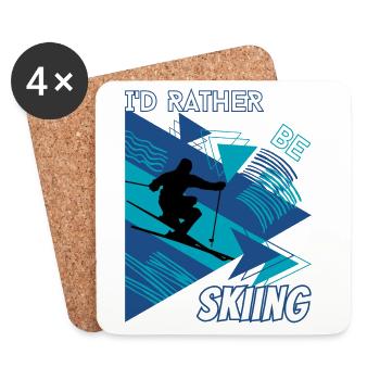 I'd Rather Ski - Ski Wintersportler Skifahrer - Untersetzer (4er-Set) - Weiß - Vorne