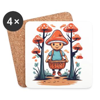 Cueilleur de champignons mignon - Dessous de verre (lot de 4) - blanc - Devant