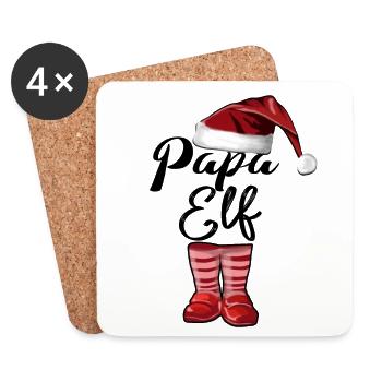 Papa Elf – Lustiges Weihnachtsdesign - Untersetzer (4er-Set) - Weiß - Vorne