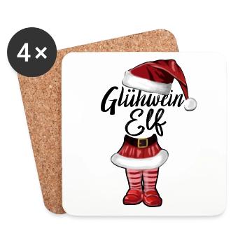 Christmas Mulled Wine Elf - Coasters (set of 4) - white - Front