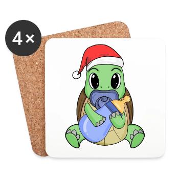 Schildkröte Baby Weihnachten - Untersetzer (4er-Set) - Weiß - Vorne