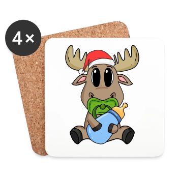 Moose Baby Christmas - Coasters (set of 4) - white - Front