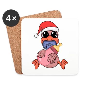 Poulet Fille Fille Bébé Noël - Dessous de verre (lot de 4) - blanc - Devant