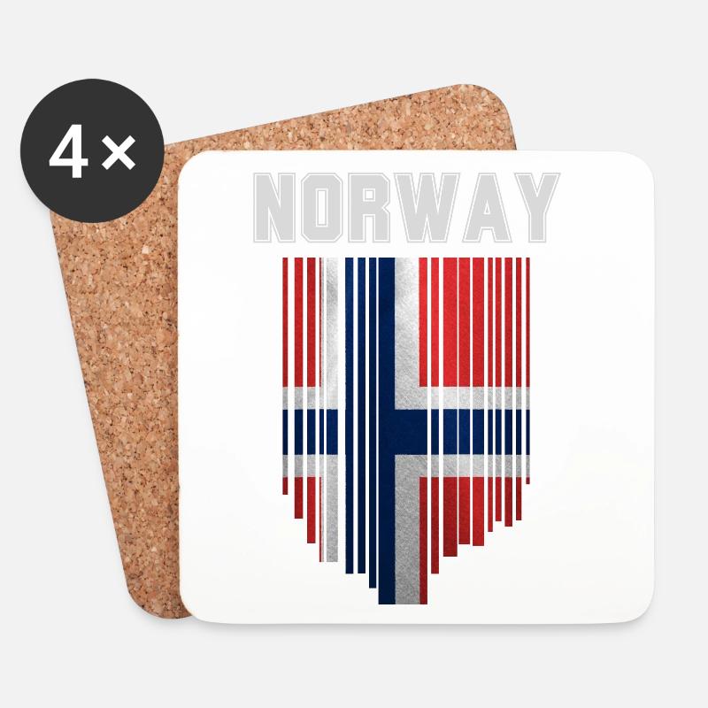 Flagge von Norwegen - Untersetzer (4er-Set) - Weiß