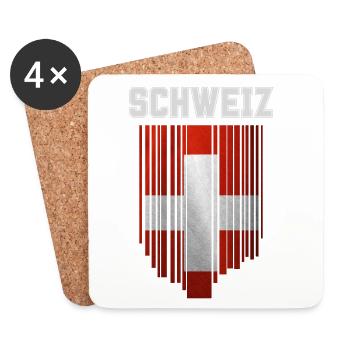 Drapeau de la Suisse, fierté suisse - Dessous de verre (lot de 4) - blanc - Devant