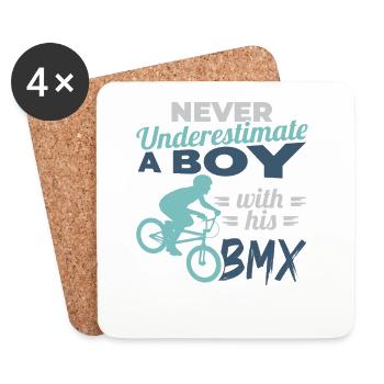 Never underestimate a boy with BMX - Coasters (set of 4) - white - Front