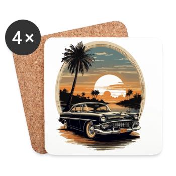 Classic Cars 1950 - Untersetzer (4er-Set) - Weiß - Vorne