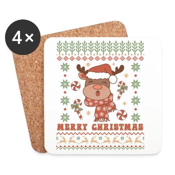 Pull de Noël moche - Dessous de verre (lot de 4) - blanc - Devant