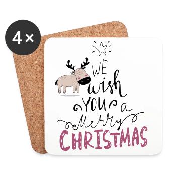 Joyeux Noël Renne - Dessous de verre (lot de 4) - blanc - Devant