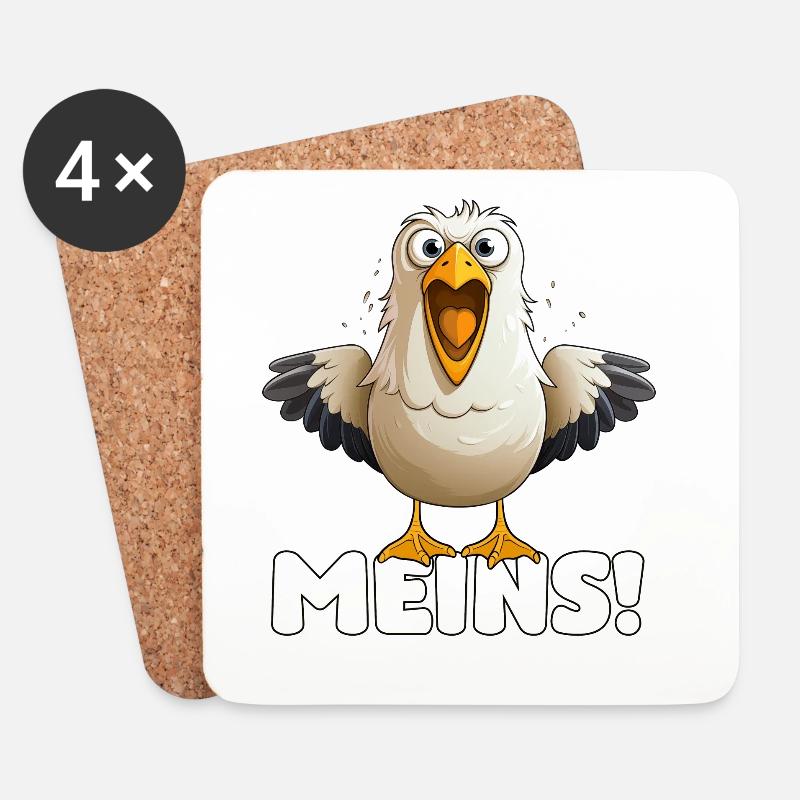 MEINS! Freche Möwe – Strandhumor - Untersetzer (4er-Set) - Weiß