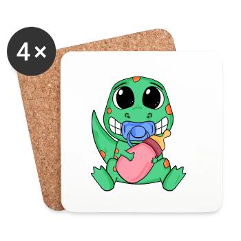 Baby Dino Motif - Coasters (set of 4) - white - Front
