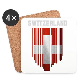 Drapeau de la Suisse, fierté suisse - Dessous de verre (lot de 4) - blanc - Devant