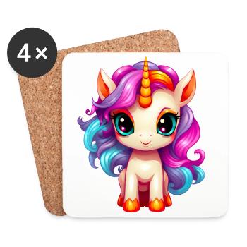 Bébé licorne - Dessous de verre (lot de 4) - blanc - Devant