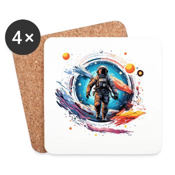Astronaut in Space Design - Coasters (set of 4) - white - Front
