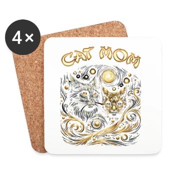 Galactic Cats Myth Design - Coasters (set of 4) - white - Front