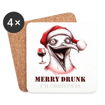 Merry Drunk I'm Christmas Bier Spruch Weihnachten - Untersetzer (4er-Set) - Weiß - Vorne
