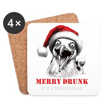 Merry Drunk I'm Christmas Bier Spruch Weihnachten - Untersetzer (4er-Set) - Weiß - Vorne