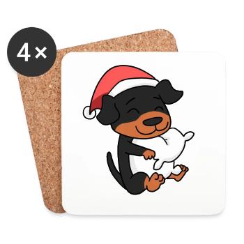 Rottweiler Hund Tier Weihnachten - Untersetzer (4er-Set) - Weiß - Vorne