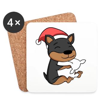 Pinscher Hund Tier Weihnachten - Untersetzer (4er-Set) - Weiß - Vorne