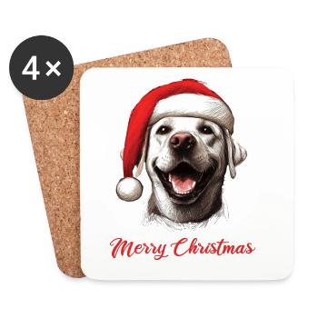 Merry Christmas - Labbi Labrador Weihnachten - Untersetzer (4er-Set) - Weiß - Vorne
