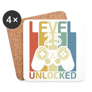 Level 25 freigeschaltet Lustiger Videospieler 25. Geburtstag - Untersetzer (4er-Set) - Weiß - Vorne