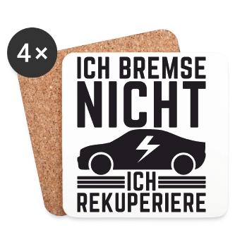 Ich Bremse nicht ich rekuperiere E-Auto Elektro - Untersetzer (4er-Set) - Weiß - Vorne