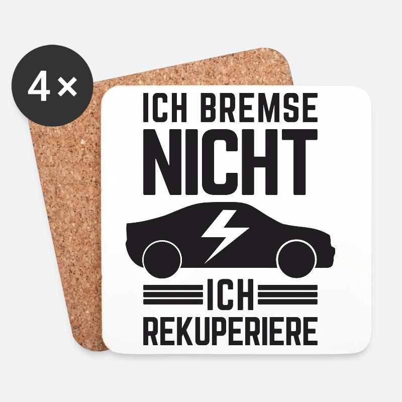 Ich Bremse nicht ich rekuperiere E-Auto Elektro - Untersetzer (4er-Set) - Weiß