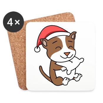 Staffordshire Bullterrier Hund Tier Weihnachten - Untersetzer (4er-Set) - Weiß - Vorne
