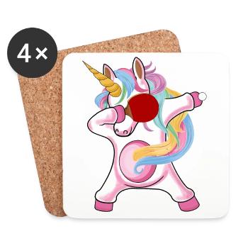 Unicorn Unicorn with Table Tennis Racket for - Coasters (set of 4) - white - Front