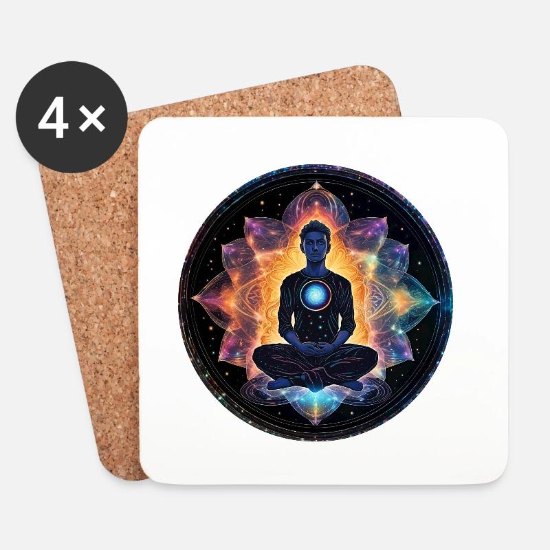 Kosmischer Meditationskreis - Untersetzer (4er-Set) - Weiß