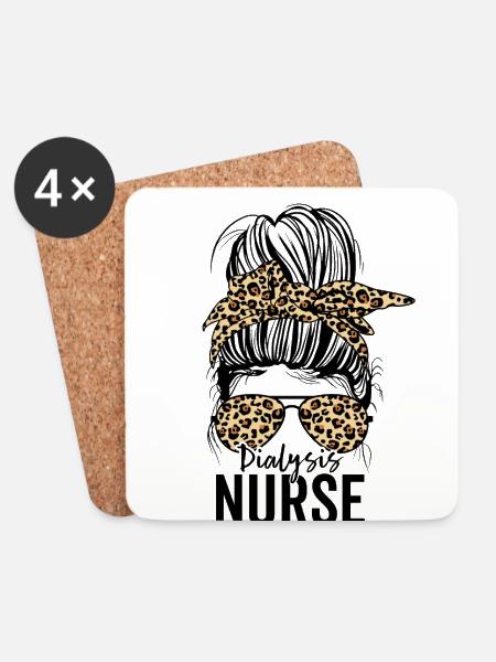 Lustige Dialyseschwester Nephrologie Messy Bun - Untersetzer (4er-Set) - Weiß