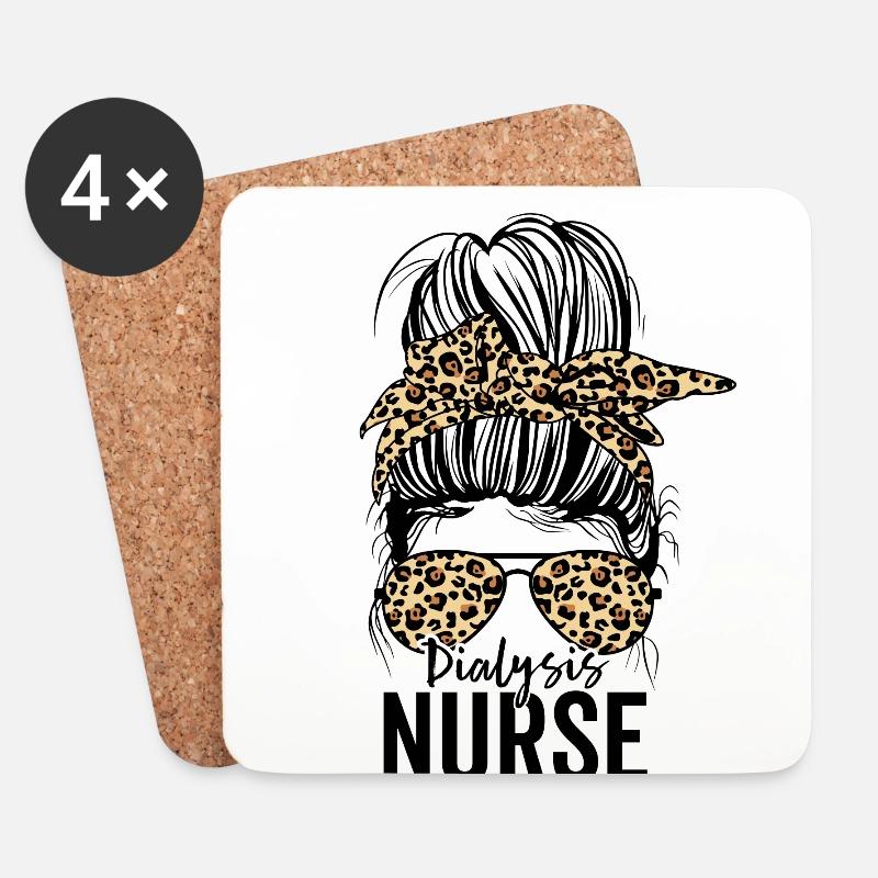 Lustige Dialyseschwester Nephrologie Messy Bun - Untersetzer (4er-Set) - Weiß