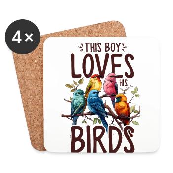 Junge Vogel Lustiger Vogelbeobachter Vogelbeobachtung Vogel - Untersetzer (4er-Set) - Weiß - Vorne
