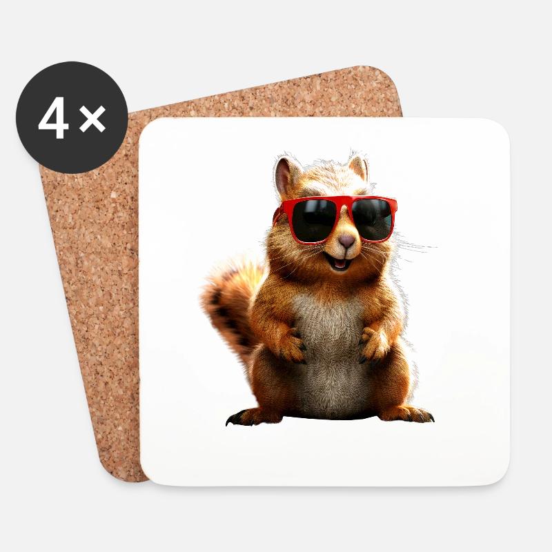 Eichhörnchen Sonnenbrille Ich Liebe Eichhörnchen - Untersetzer (4er-Set) - Weiß