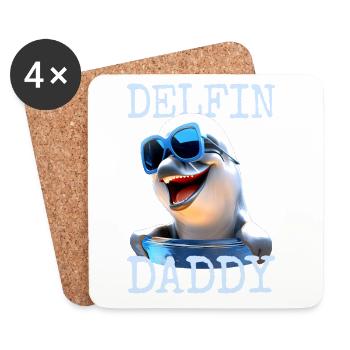Delfin Daddy Papa Delfine Vatertag Delphin Dad - Untersetzer (4er-Set) - Weiß - Vorne