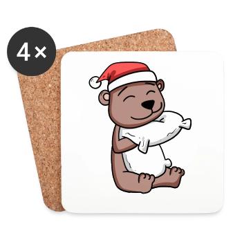 Noël de l’ours - Dessous de verre (lot de 4) - blanc - Devant