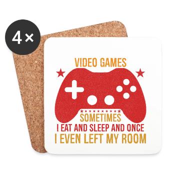 JE NE JOUE PAS TOUJOURS AUX JEUX VIDÉO Gamer Garçons Ados - Dessous de verre (lot de 4) - blanc - Devant