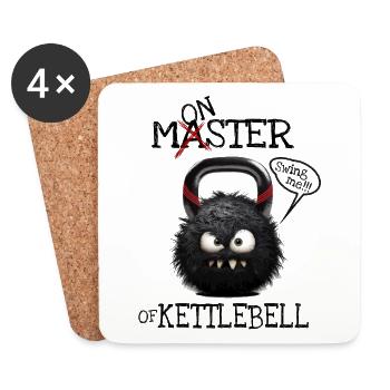 Meister der Kettlebell vs. Monster der Kettlebell? - Untersetzer (4er-Set) - Weiß - Vorne