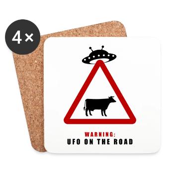 Avertissement! OVNI sur la route ! - Dessous de verre (lot de 4) - blanc - Devant