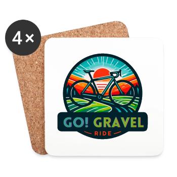 GO! Gravel Ride - Gravel Bike Adventure Badge - Coasters (set of 4) - white - Front