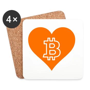 I Love Bitcoin Orange - Untersetzer (4er-Set) - Weiß - Vorne
