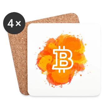 Bitcoin Crypto Cryptocurrency Splash - Coasters (set of 4) - white - Front