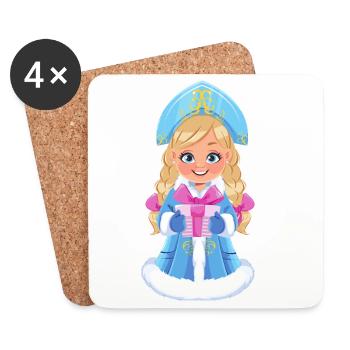 Ded Moroz Snegourotchka, Père Noël russe - Dessous de verre (lot de 4) - blanc - Devant
