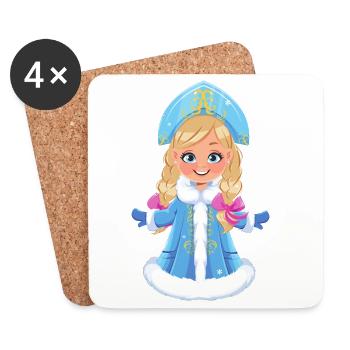 Ded Moroz Snegourotchka, Père Noël russe - Dessous de verre (lot de 4) - blanc - Devant