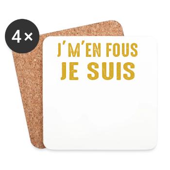 J'm'en fous je suis retraité Cadeau Humour - Dessous de verre (lot de 4) - blanc - Devant
