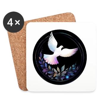 Pastel pigeon in the circle of the stars - Coasters (set of 4) - white - Front
